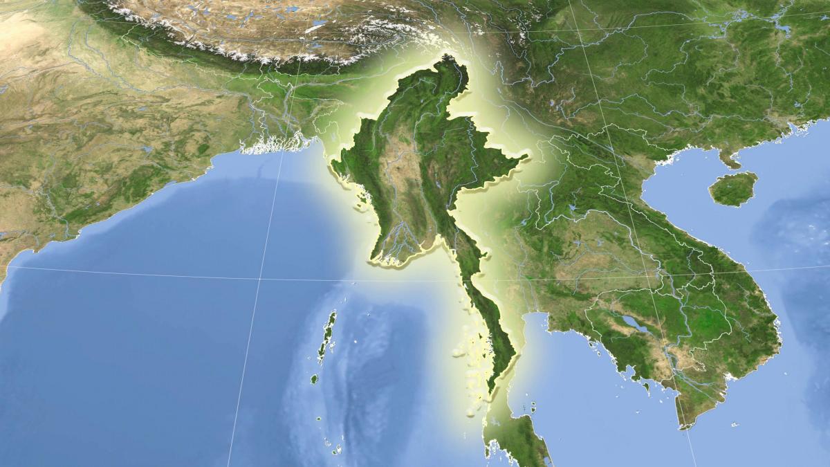 Myanmar satelite mapa bizi
