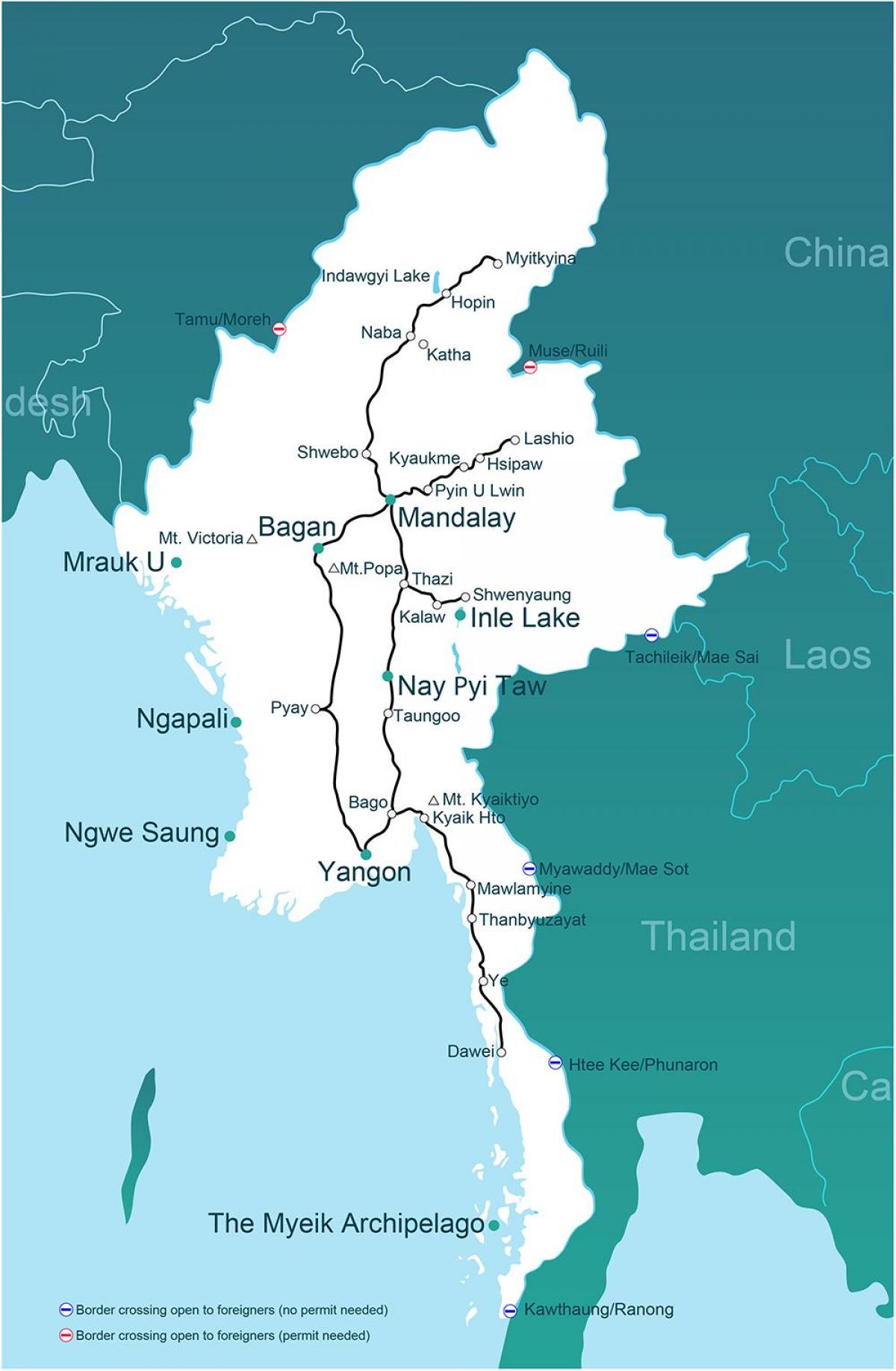 Myanmar tren mapa
