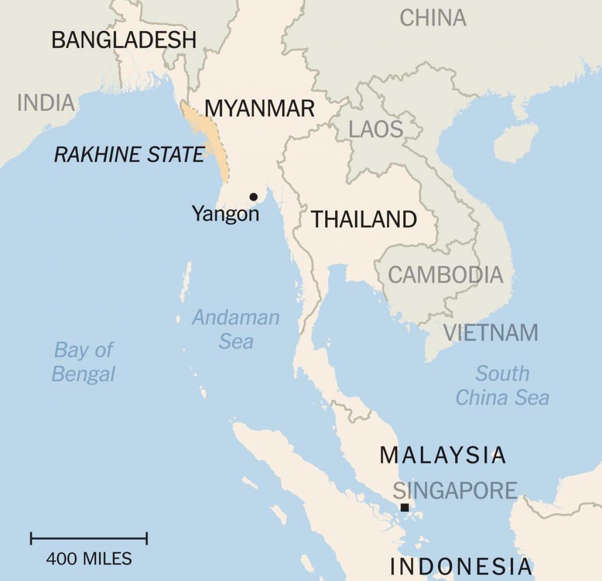 rakhine egoera Myanmar mapa