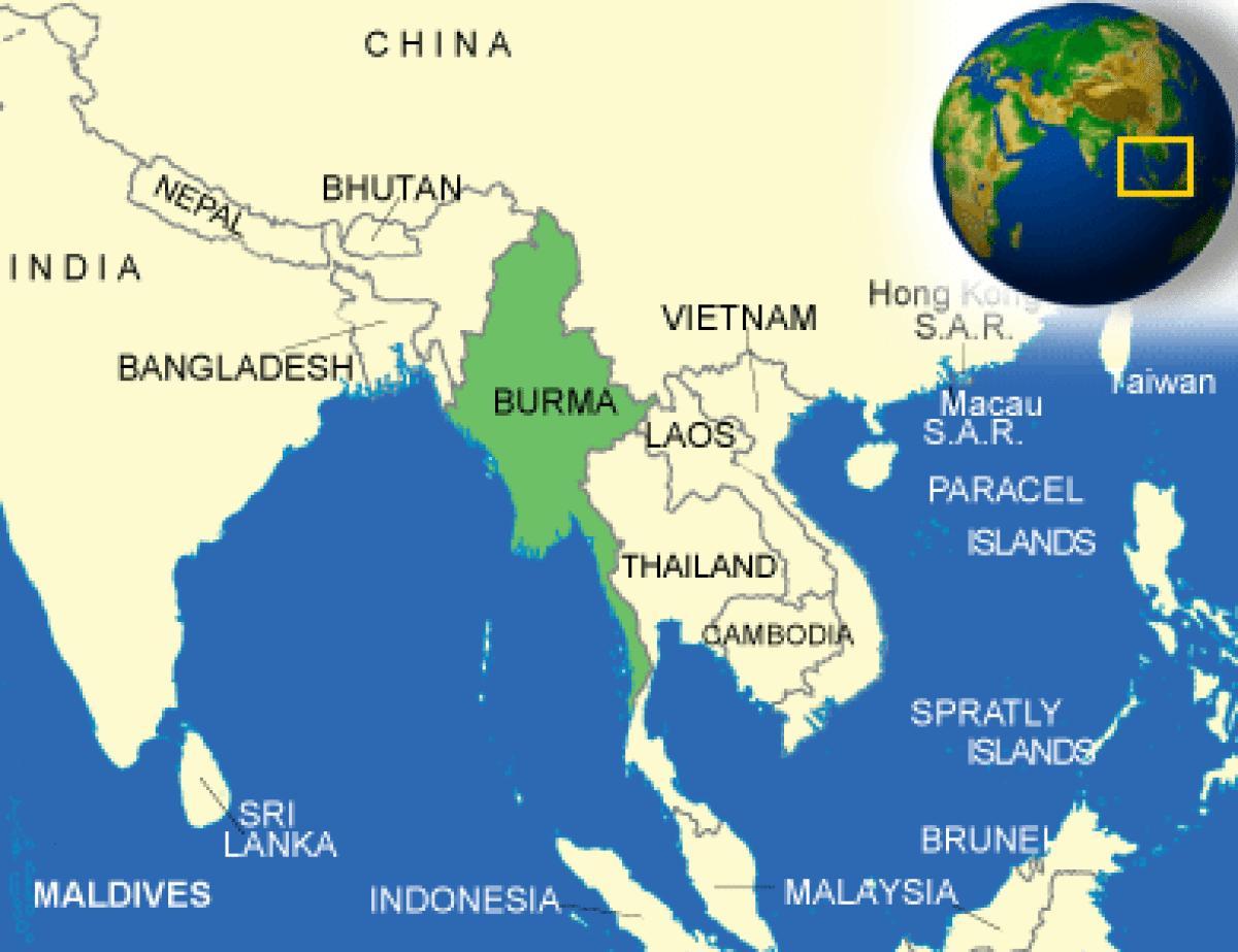 Birmanian edo Myanmar mapa