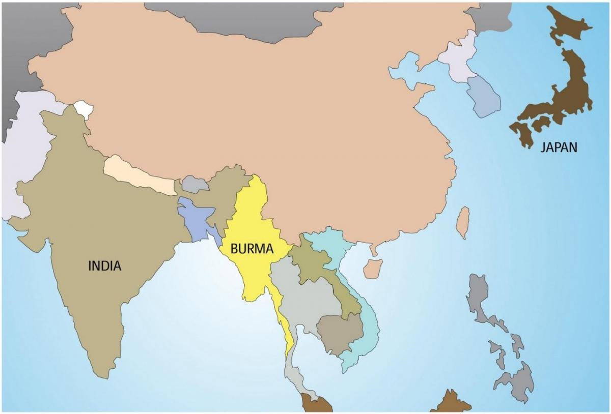 Myanmar en munduko mapa