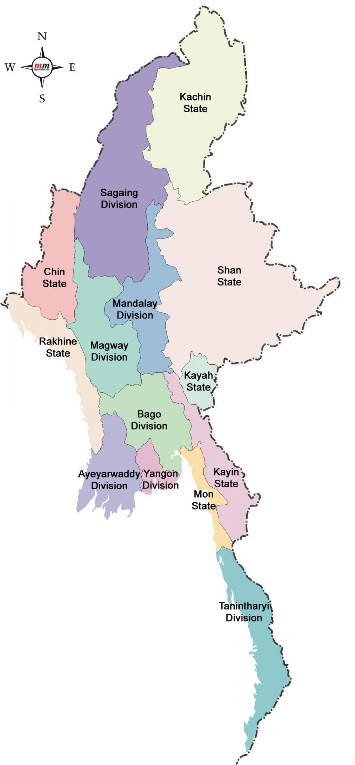Myanmar mapa eta estatu